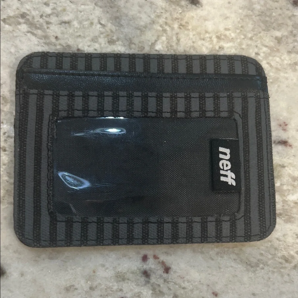 Neff Black and Gray Striped Card Holder